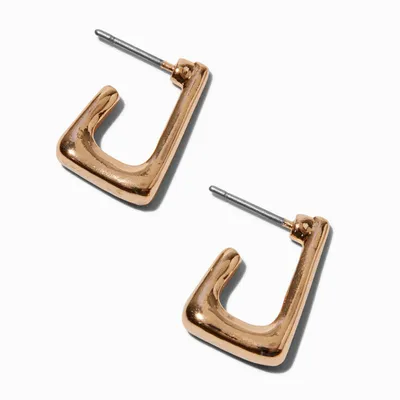 Gold-tone 15MM Rectangular Tube Hoop Earrings
