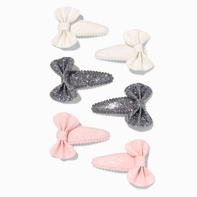 Claire's Club Fairy Glitter Bow Snap Hair Clips - 6 Pack