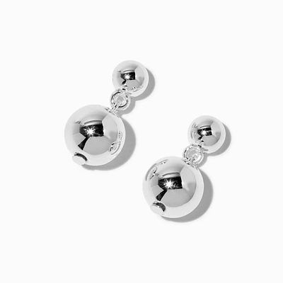 Silver-tone Two Ball Stud Earrings