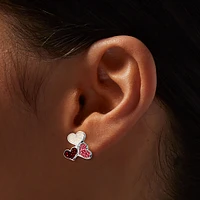 Glitter Triple Heart Valentine's Day Stud Earrings