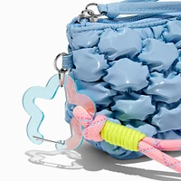 Blue Puffy Nylon Wristlet Coin Purse