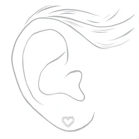 Silver Cubic Zirconia Heart & Stud Earrings - 3 Pack