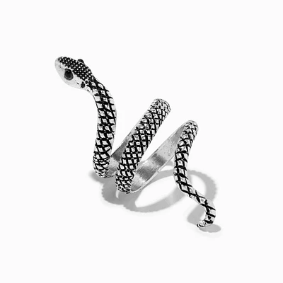 Silver-tone Textured Snake Wrap Ring