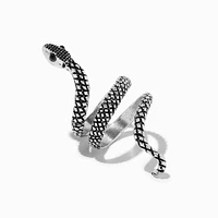 Silver-tone Textured Snake Wrap Ring