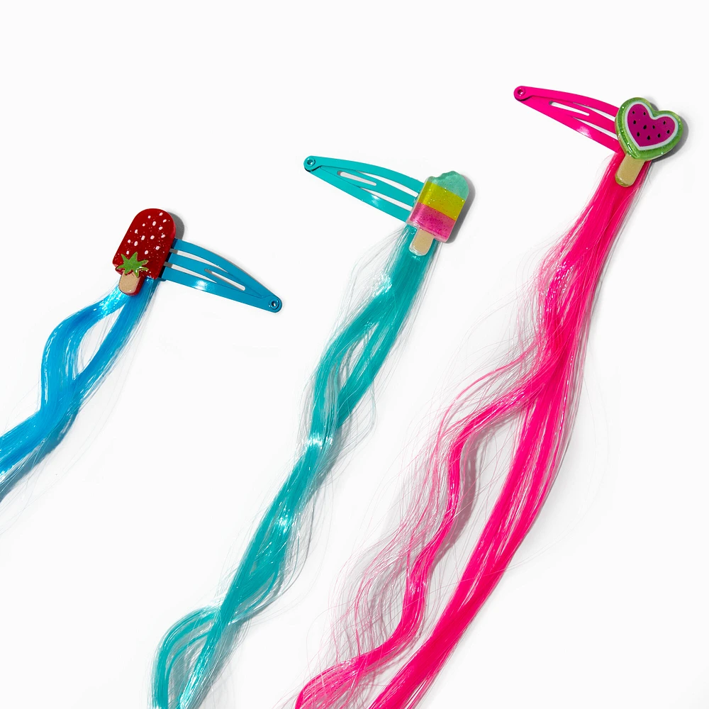 Claire's Club Ice Pop Icon Faux Hair Snap Hair Clips - 6 Pack