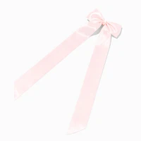Light Pink Satin Long Tail Hair Bow Clip