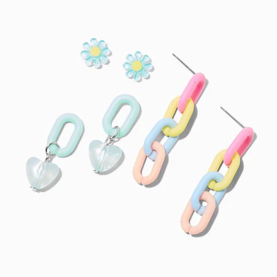 Pastel Chain Earring Stackables Set - 3 Pack