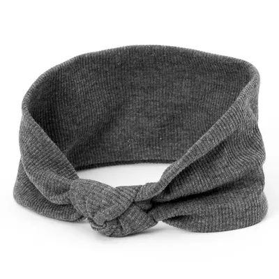 Ribbed Knotted Headwrap - Charcoal