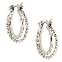 Silver 15MM Braided Double Hoop Earrings