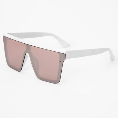 Rose Gold Shield Sunglasses - White