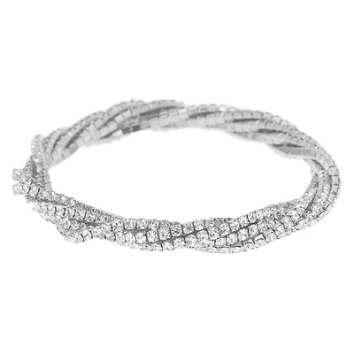 Silver Rhinestone Twist Stretch Bracelet