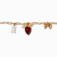 Gold-tone Cherry Beary Charm Chain Bracelet