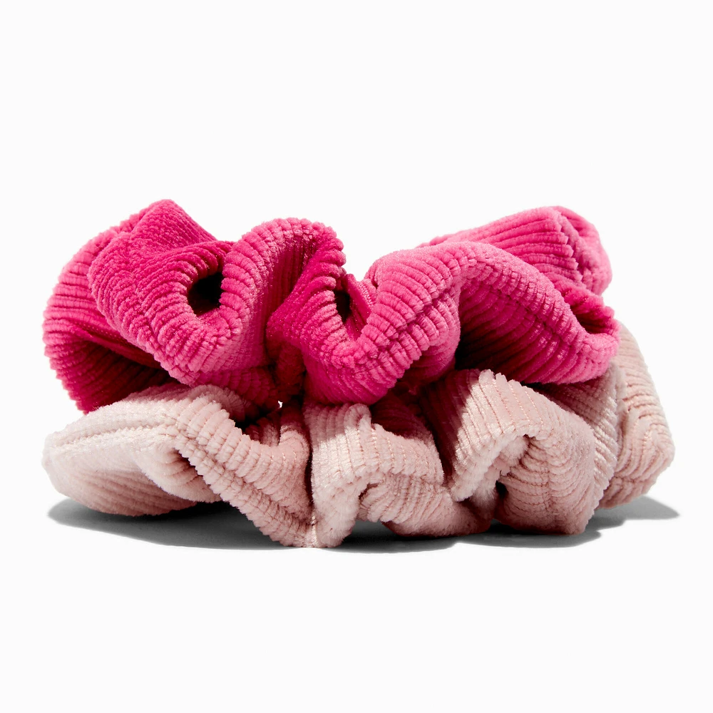 Pink Ribbed Hair Scrunchies - 2 Pack