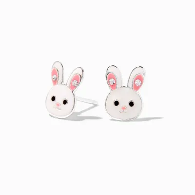 Sterling Silver Enamel Bunny Stud Earrings