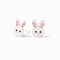 Sterling Silver Enamel Bunny Stud Earrings