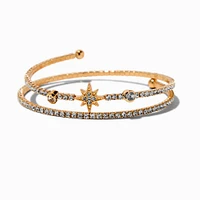 Gold-tone Crystal Star Coil Bracelet