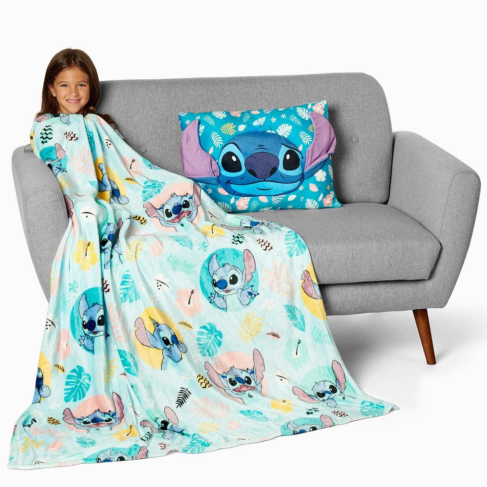 Disney Stitch Alien Dreams Silk Touch Throw Blanket with Plush Pocket Pillow (ds)