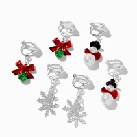 Mixed Winter Clip-On Drop Earrings - 3 Pack