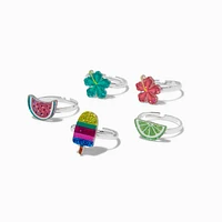 Claire's Club Strawberry Box Silver-tone Rings - 5 Pack