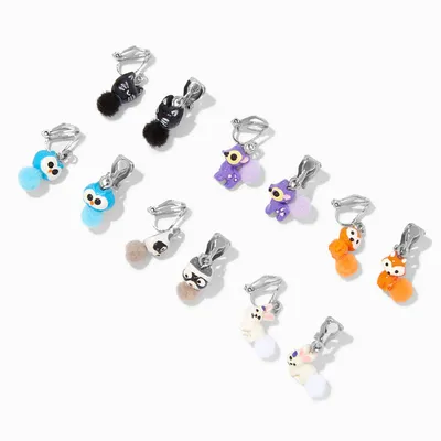 Woodland Creature 0.5" Clip-on Drop Earrings - 6 Pack