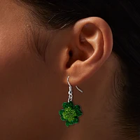 St. Patrick's Day Glitter Shamrock Acrylic Drop Earrings