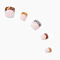 Animal Print French Tip Square Press On Vegan Faux Nail Set - 24 Pack