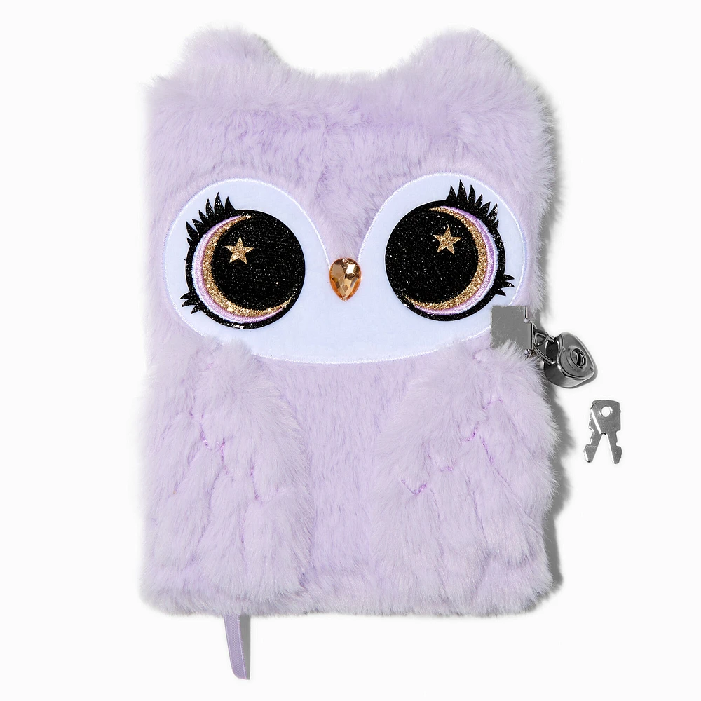 Lavender Owl Furry Lock Diary