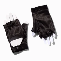 Black Satin Fingerless Gloves