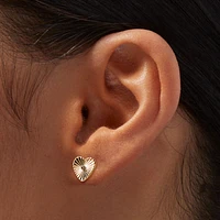 Gold-tone Radiating Heart Stud Earrings