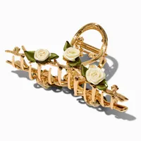 Gold-tone Rose Embellished Large Hair Claw