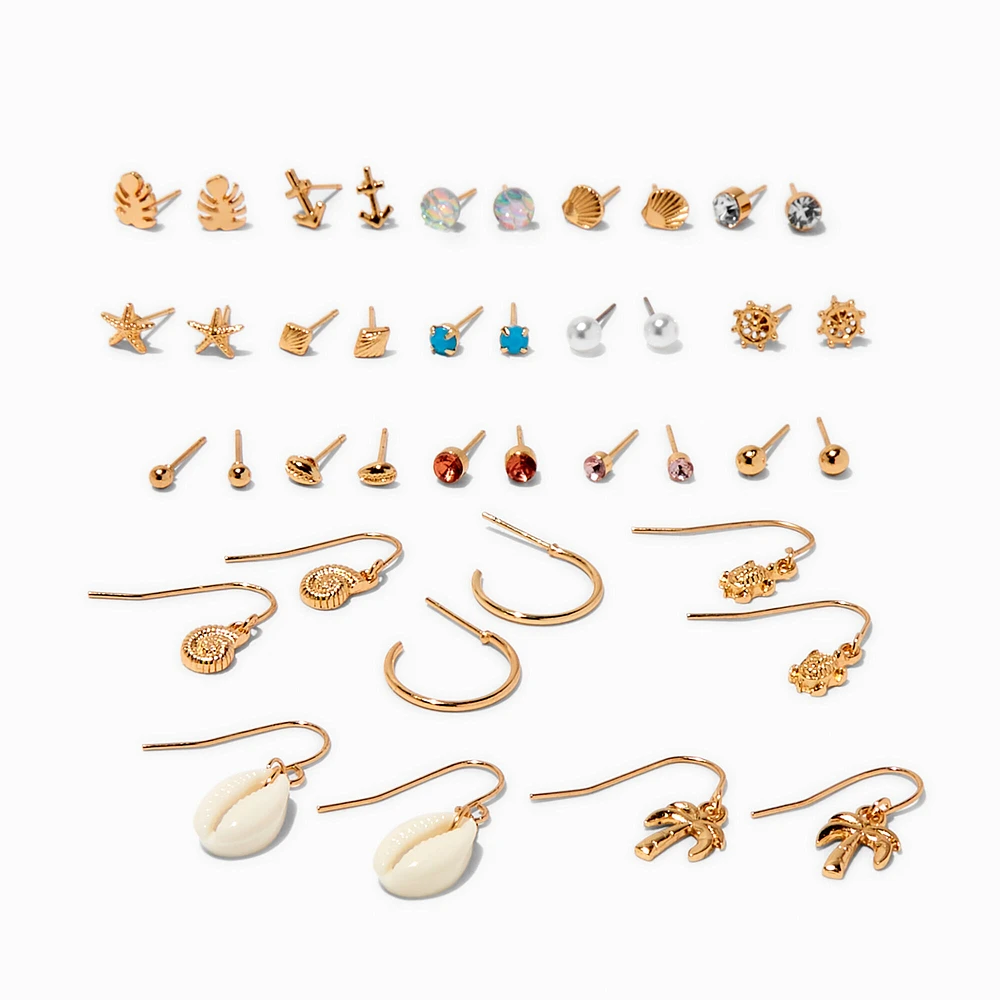 Gold-tone Coastal Earring Set - 20 Pack