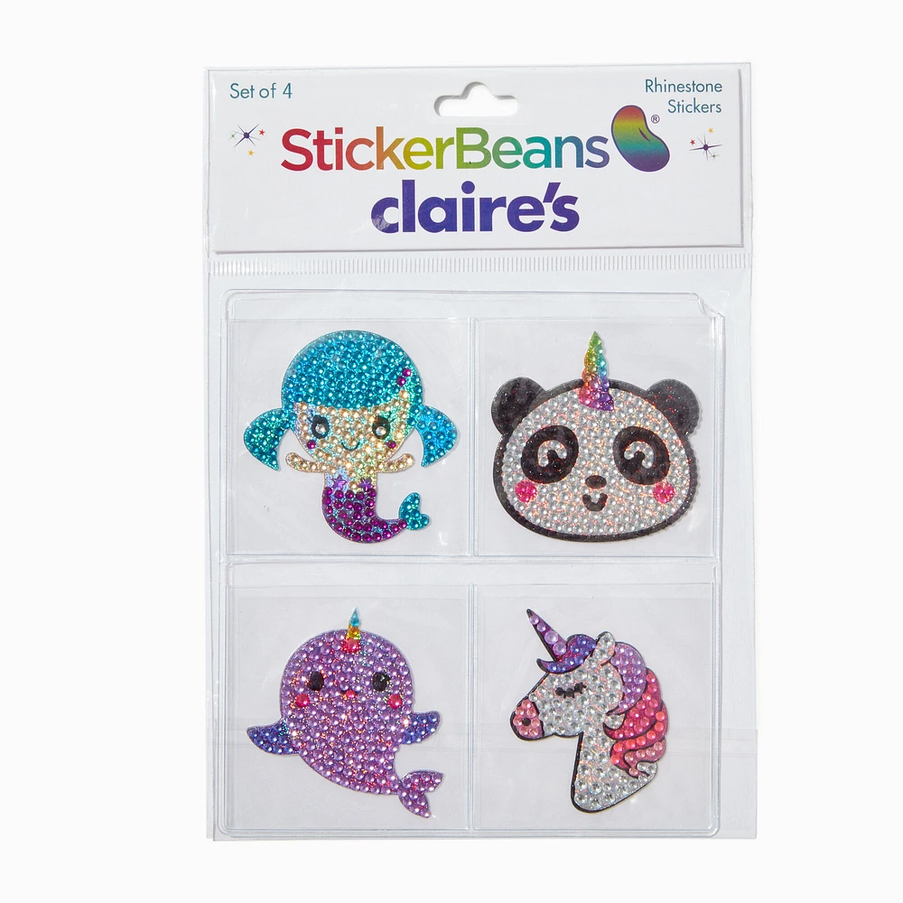 StickerBeans® x Claire's Mermaid Panda Rhinestone Sticker Set - 4 Pack