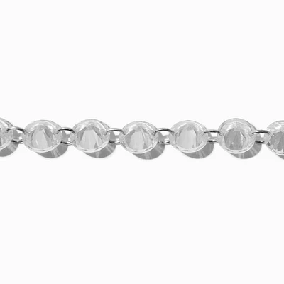 Silver-tone Cubic Zirconia Bubble Chain Necklace