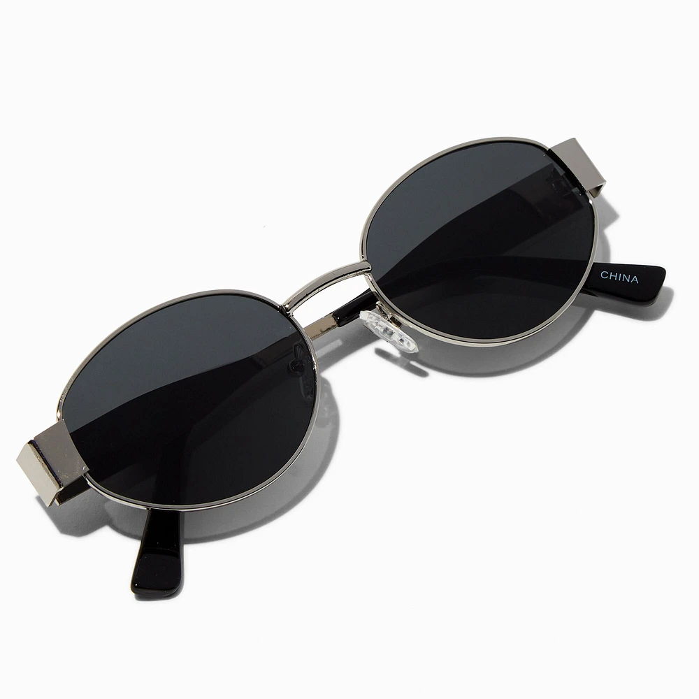 Black Tortoiseshell Oval Metal Sunglasses