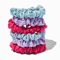 Blue, Lilac, & Hot Pink Skinny Silky Hair Scrunchies - 6 Pack