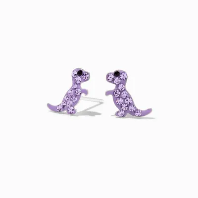 Sterling Silver Purple Dinosaur Stud Earrings