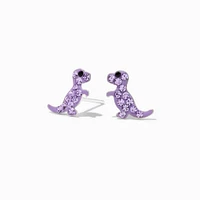 Sterling Silver Purple Dinosaur Stud Earrings