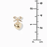 Gold-tone Bow & Heart 0.5" Drop Earrings