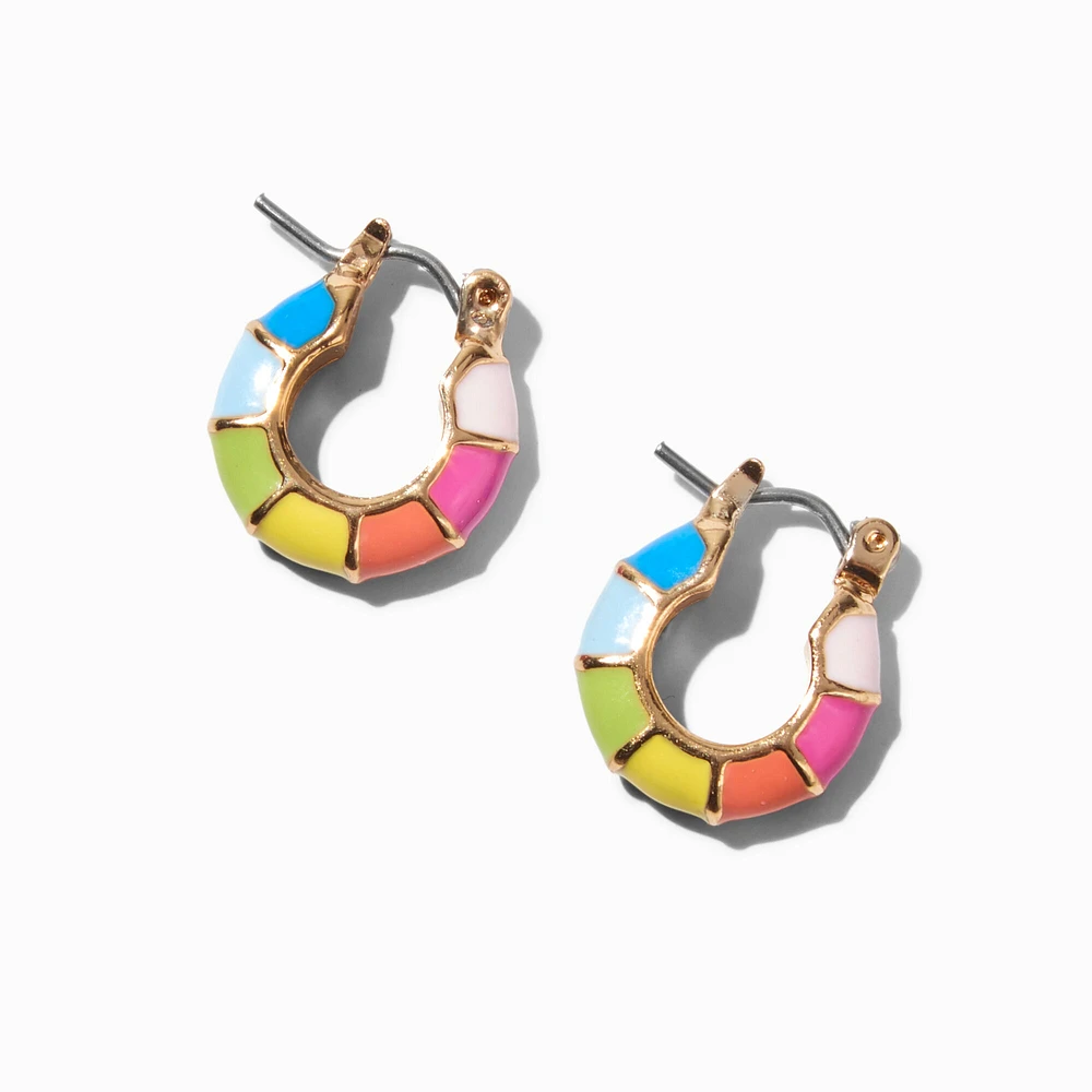 Rainbow Enamel Hoop Earrings