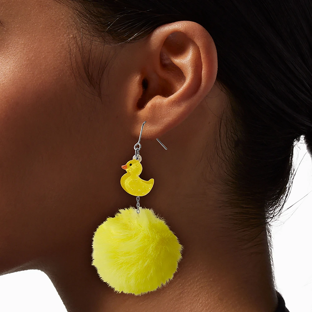 Rubber Ducky Pom Pom Drop Earrings