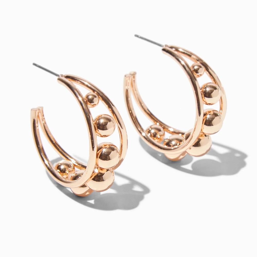 Gold-tone 30MM Ball Hoop Earrings