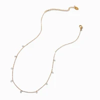 Gold-tone Stainless Steel Cubic Zirconia Confetti Chain Necklace