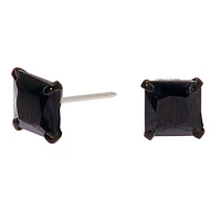 Black Cubic Zirconia 6MM Square Stud Earrings