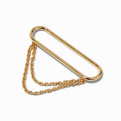 Gold-tone Faux Industrial Chain Earring