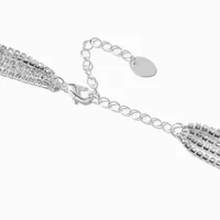 Silver Crystal Lasso Multi-Strand Y-Neck Necklace