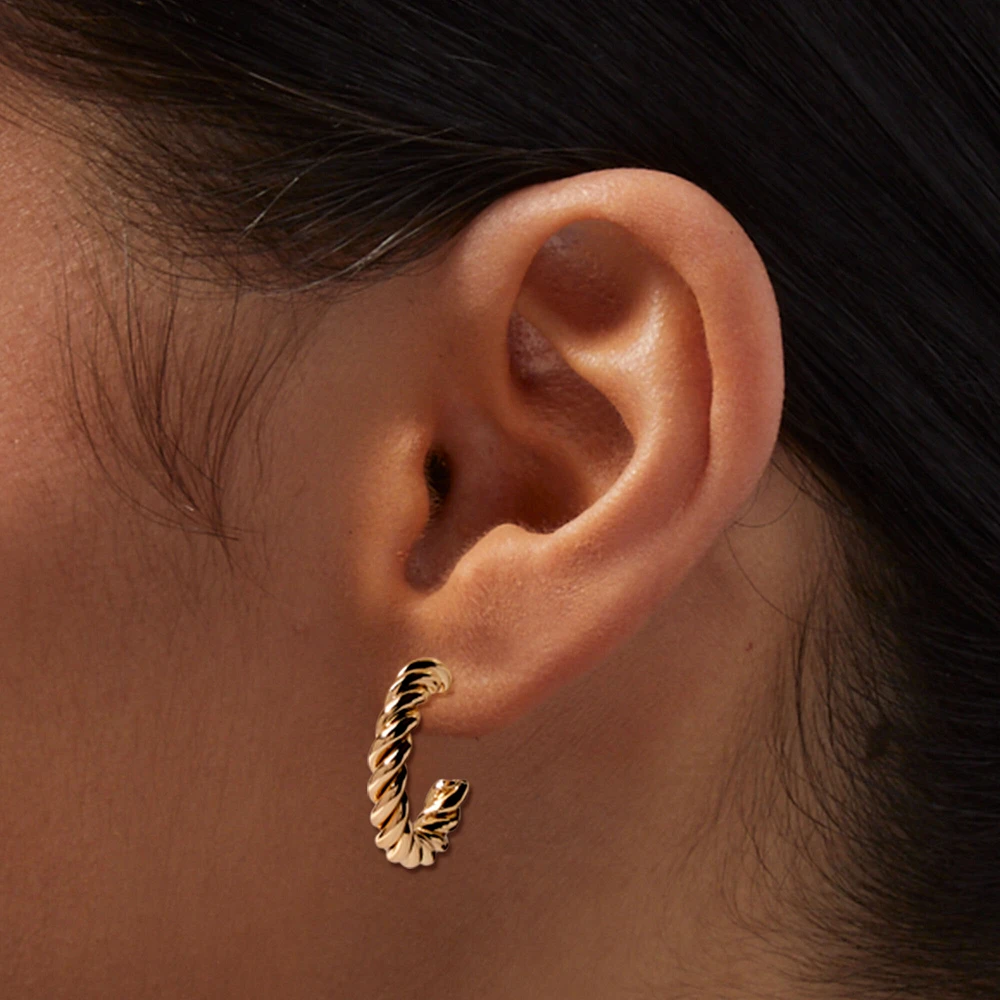 Gold-tone Twisted Rope 20MM Hoop Earrings