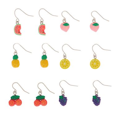 1" Glitter Fruit Drop Earrings - 6 Pack
