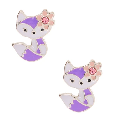 Purple Fox Stud Earrings