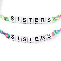 Neon Rainbow Sister Adjustable Braided Bracelets - 2 Pack