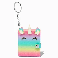 Multicolored Unicorn Mini Glitter Diary Keychain